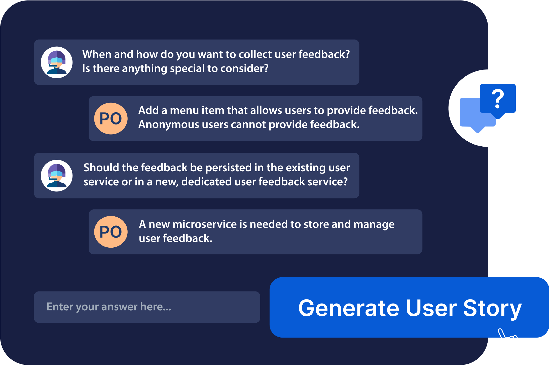 Product Copilot asking questions